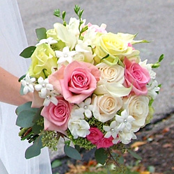 bridal bouquet pink ,white